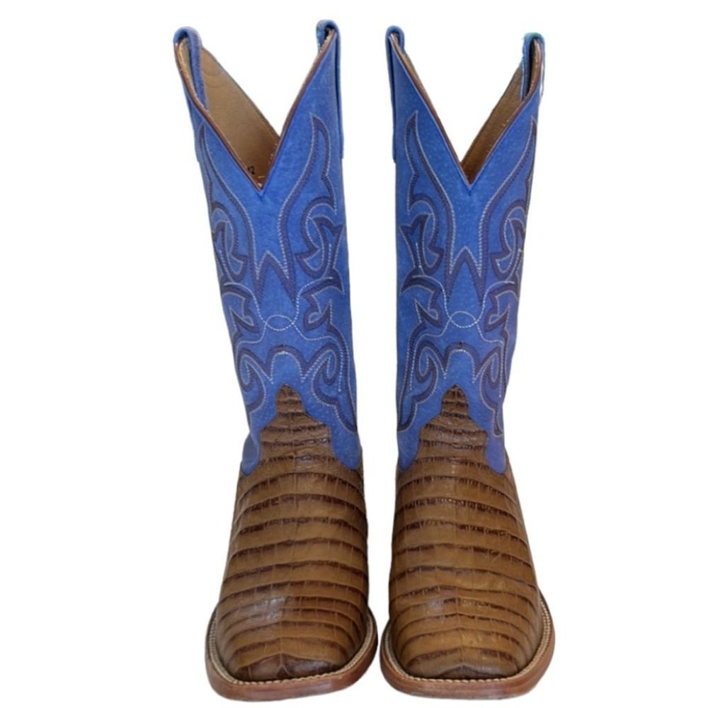 MEN'S HORSE POWER TOASTED PECAN BLUE SENSATION CAIMAN PRINT WESTERN BOOT 10D - Picture 4 of 8